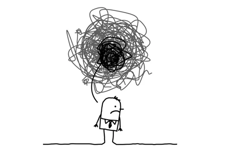 Dessin d&#039;un bonhomme avec des idées noires