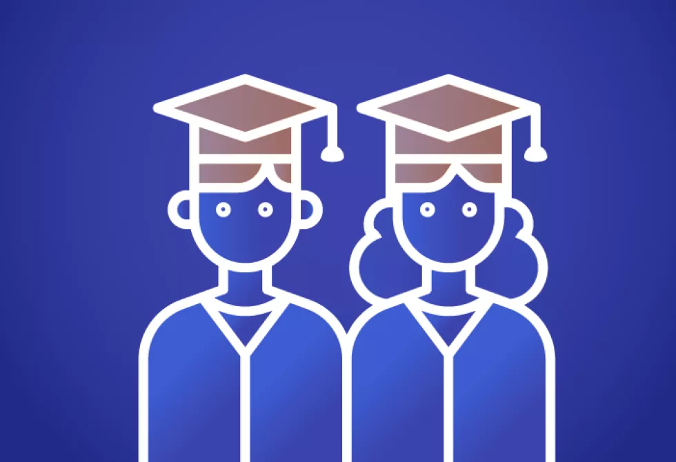 Infographie d&#039;un homme et d&#039;une femme diplômés