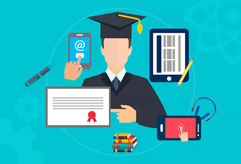 Illustration vectorielle d&#039;un finissant aux études gradués