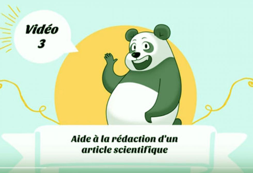 Illustration avec un panda d&#039;un programme de rédaction scientifique