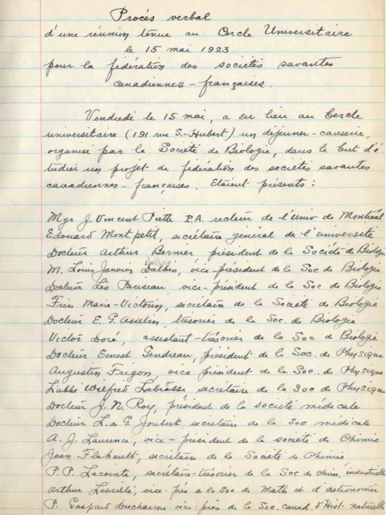 Extrait du procès-verbal de la réunion de fondation du 15 juin 1923.