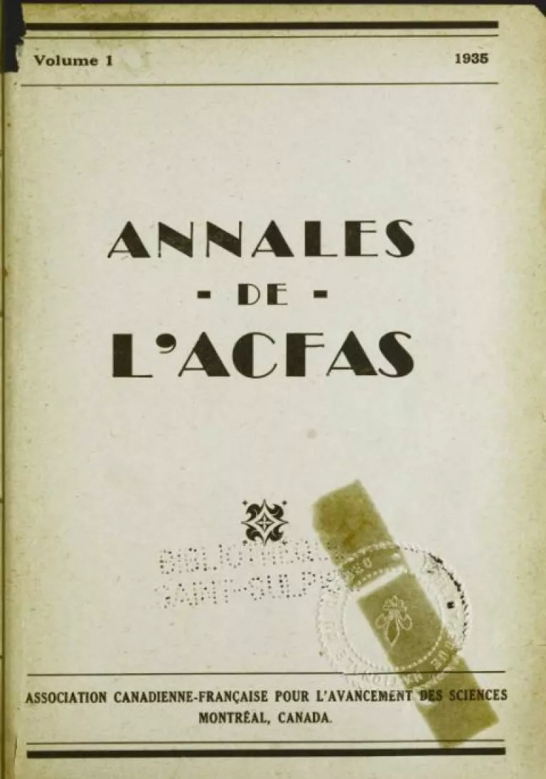 Couverture du premier no des Annales de l'Acfas. Source : Acfas.